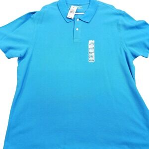 SunRiver Polo Shirt Mens 2XL Blue Solid Tagless Cotton Knit Short Sleeve Casual